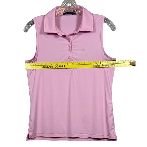 G/FORE Womens Pleated Collar Silky Tech Nylon Sleeveless Golf Polo Shirt, Size S - Picture 4 of 6